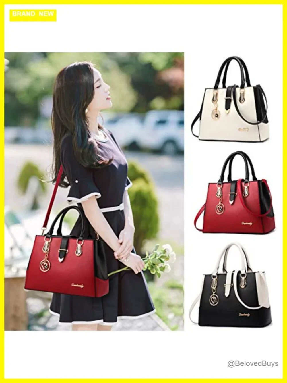 Large Capacity PU Leather Top Handle Tote Shoulder Crossbody Bag